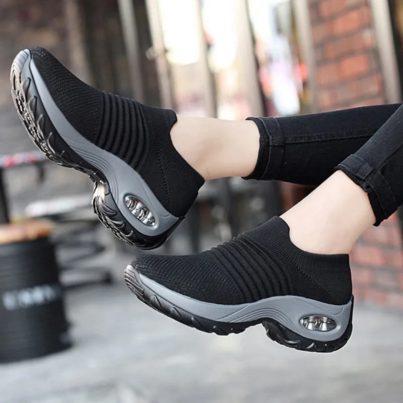 Fashion Breathable Mesh Casual Shoes Platform Sneakers