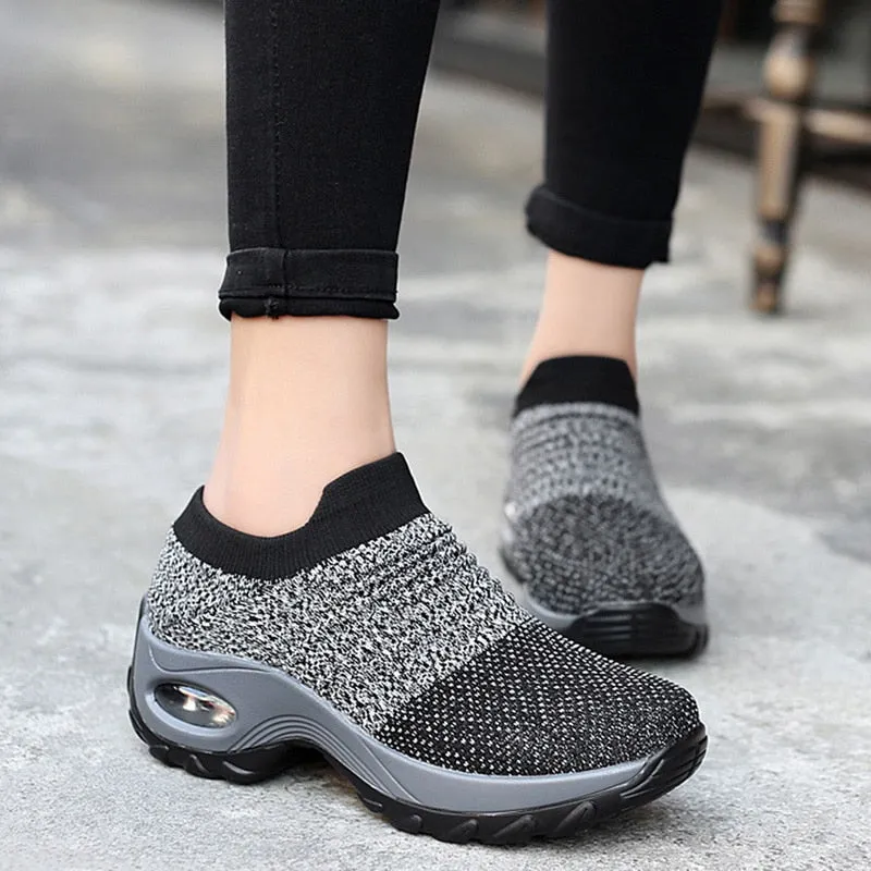 Fashion Breathable Mesh Casual Shoes Platform Sneakers