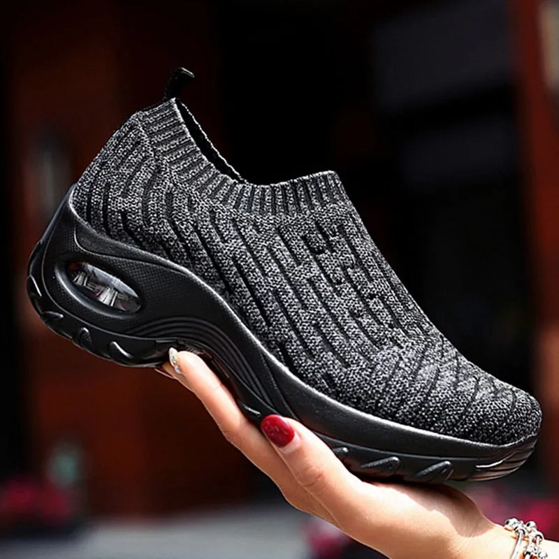 Fashion Breathable Mesh Casual Shoes Platform Sneakers