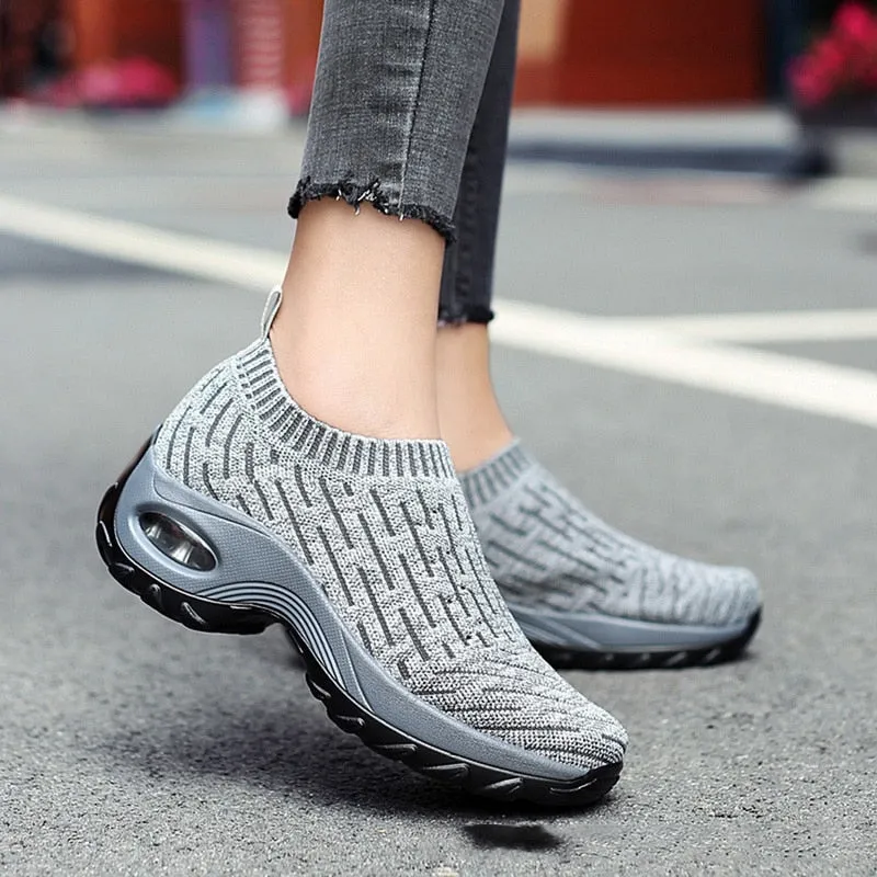 Fashion Breathable Mesh Casual Shoes Platform Sneakers