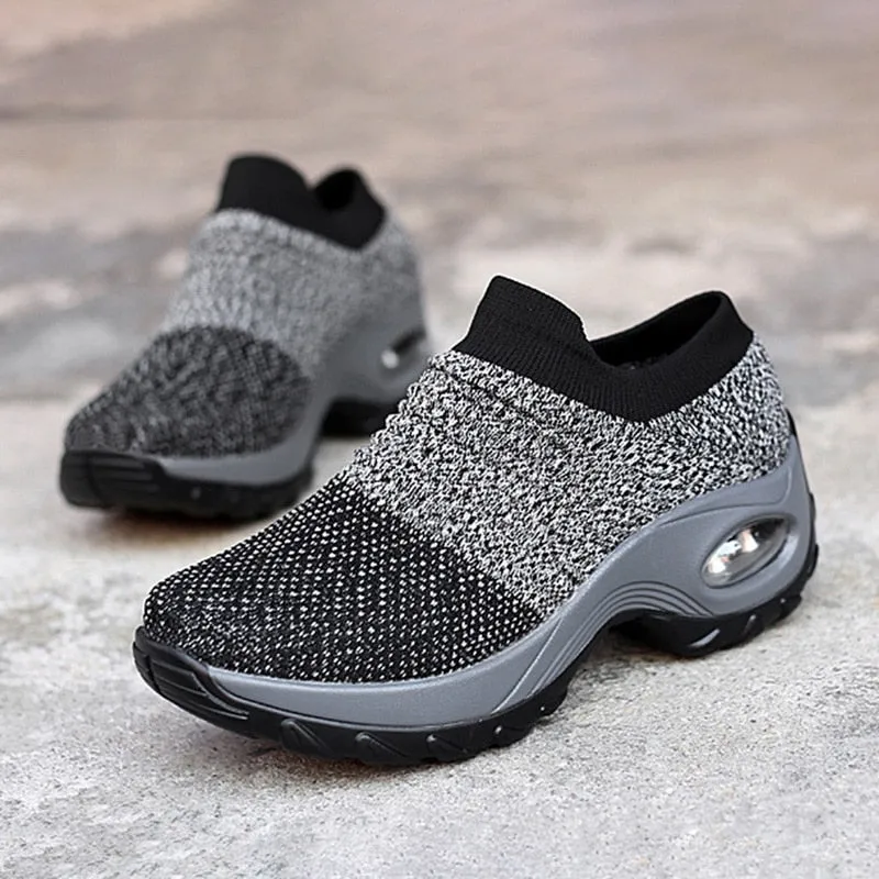 Fashion Breathable Mesh Casual Shoes Platform Sneakers