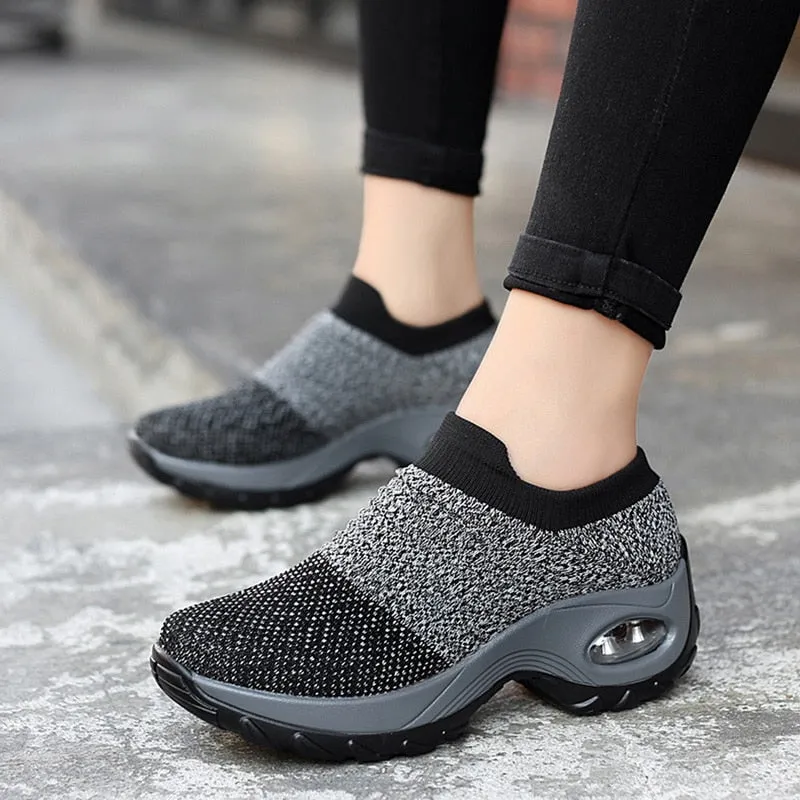 Fashion Breathable Mesh Casual Shoes Platform Sneakers