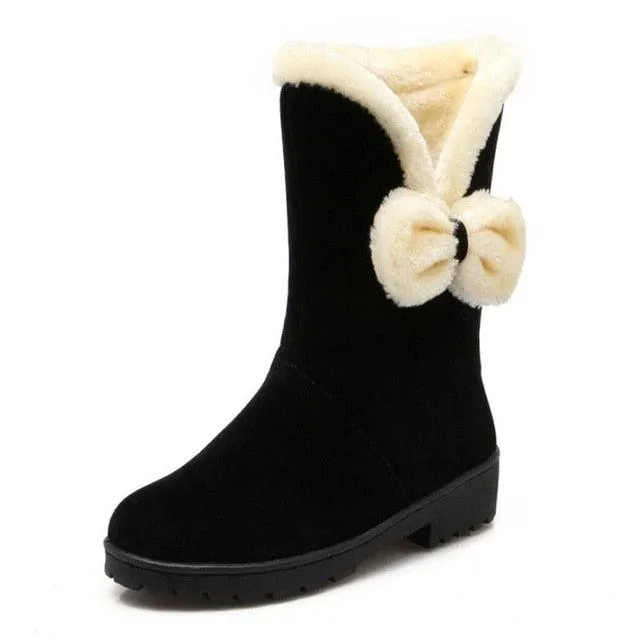 Faux Fur Bowtie Winter Booties