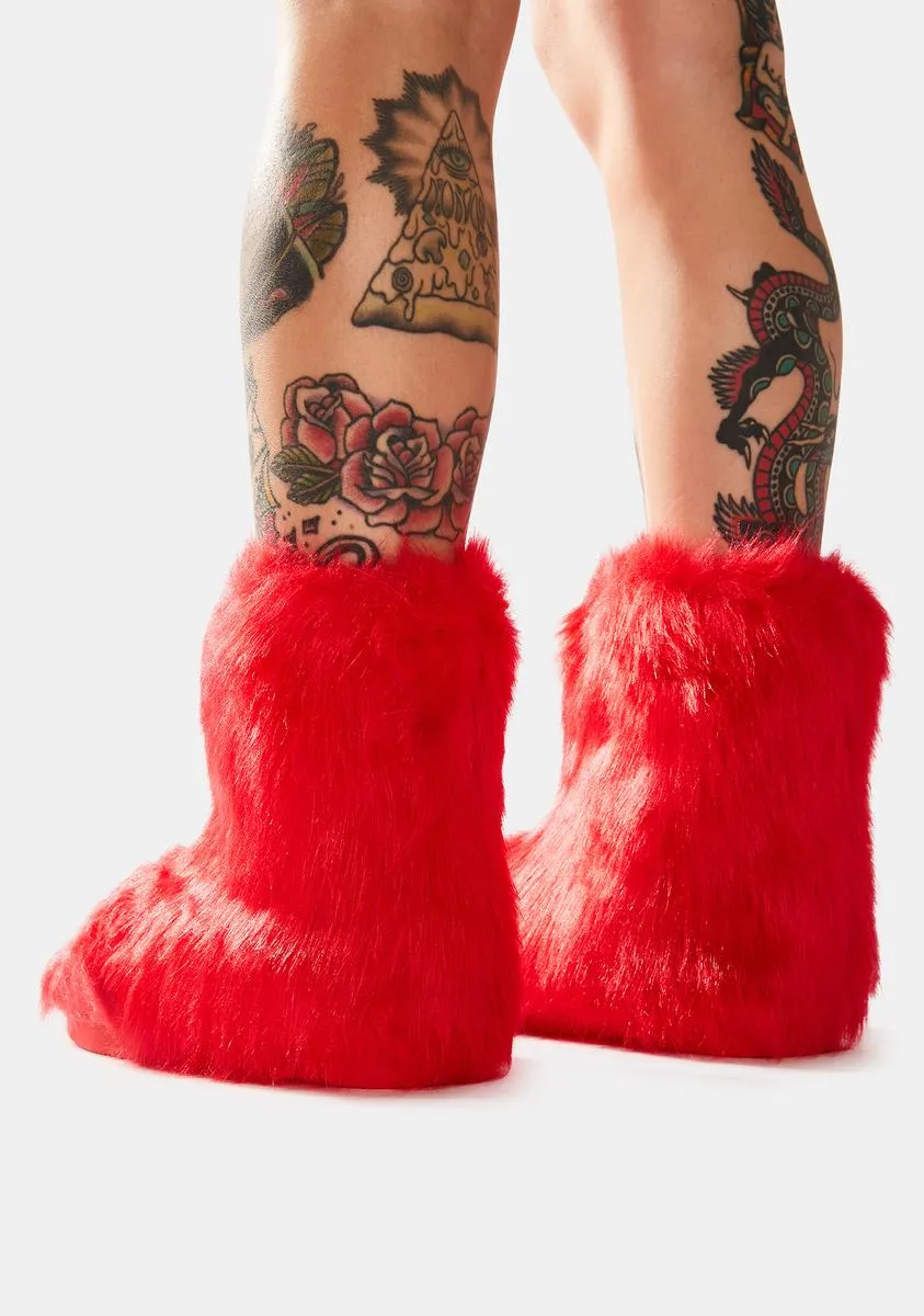 Fire Ginger Snaps Furry Ankle Boots