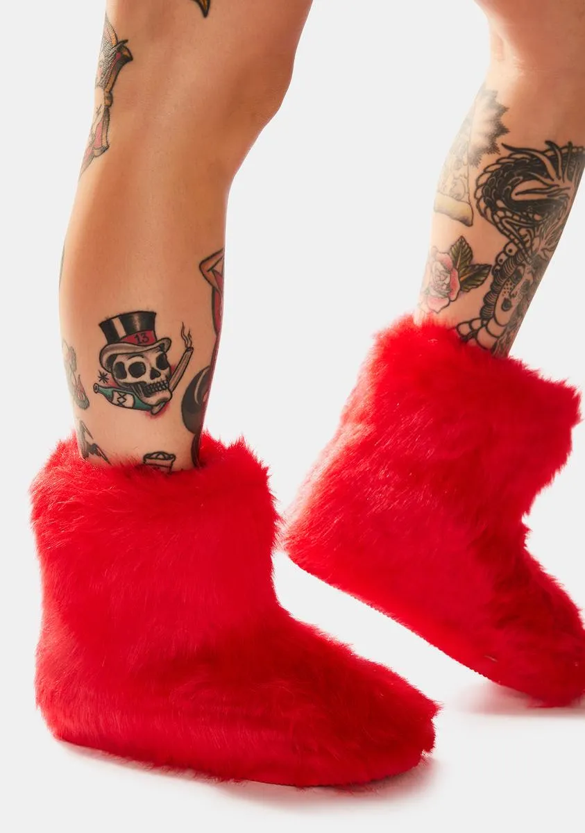 Fire Ginger Snaps Furry Ankle Boots