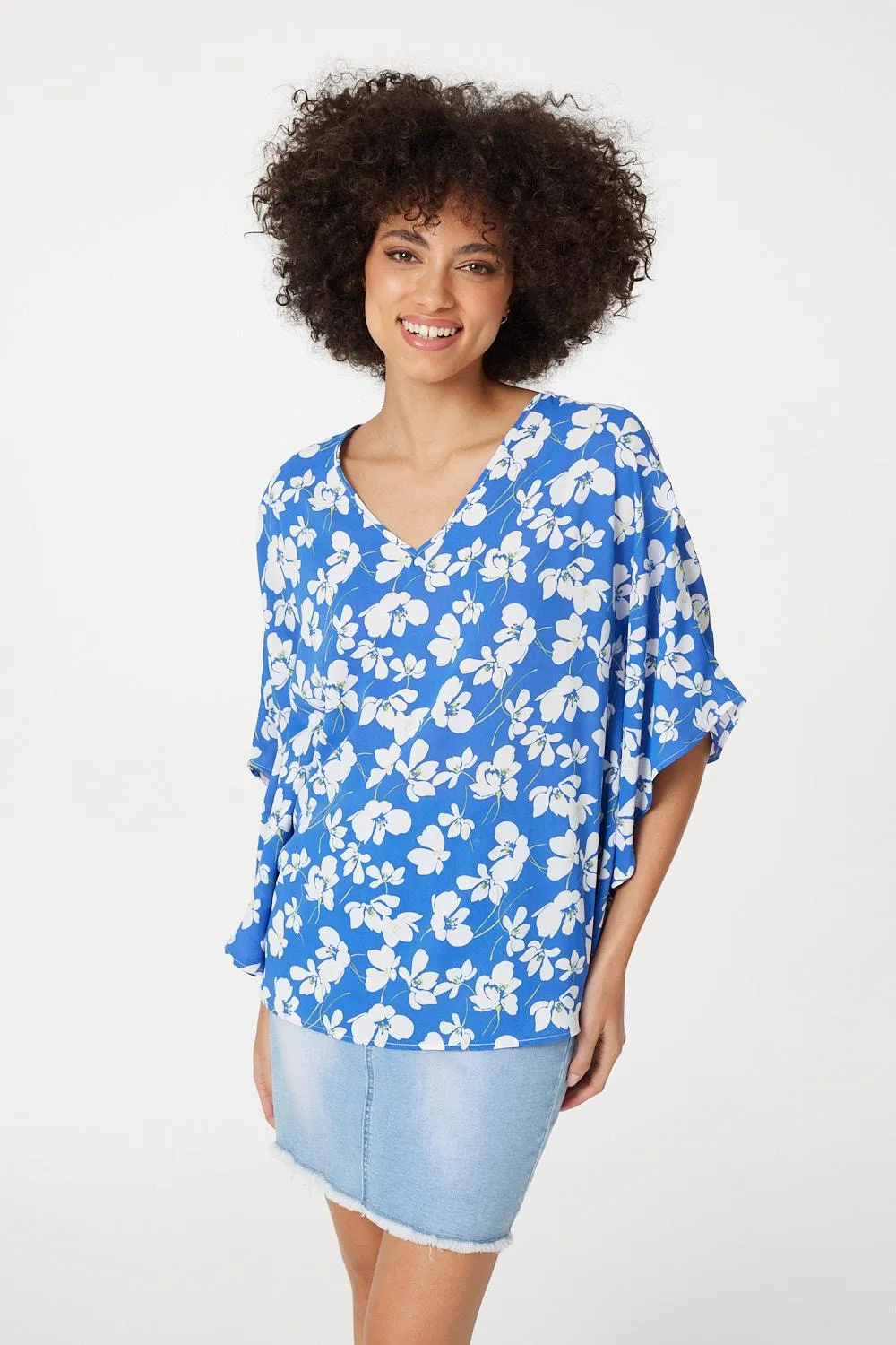 Floral Batwing Blouse Top