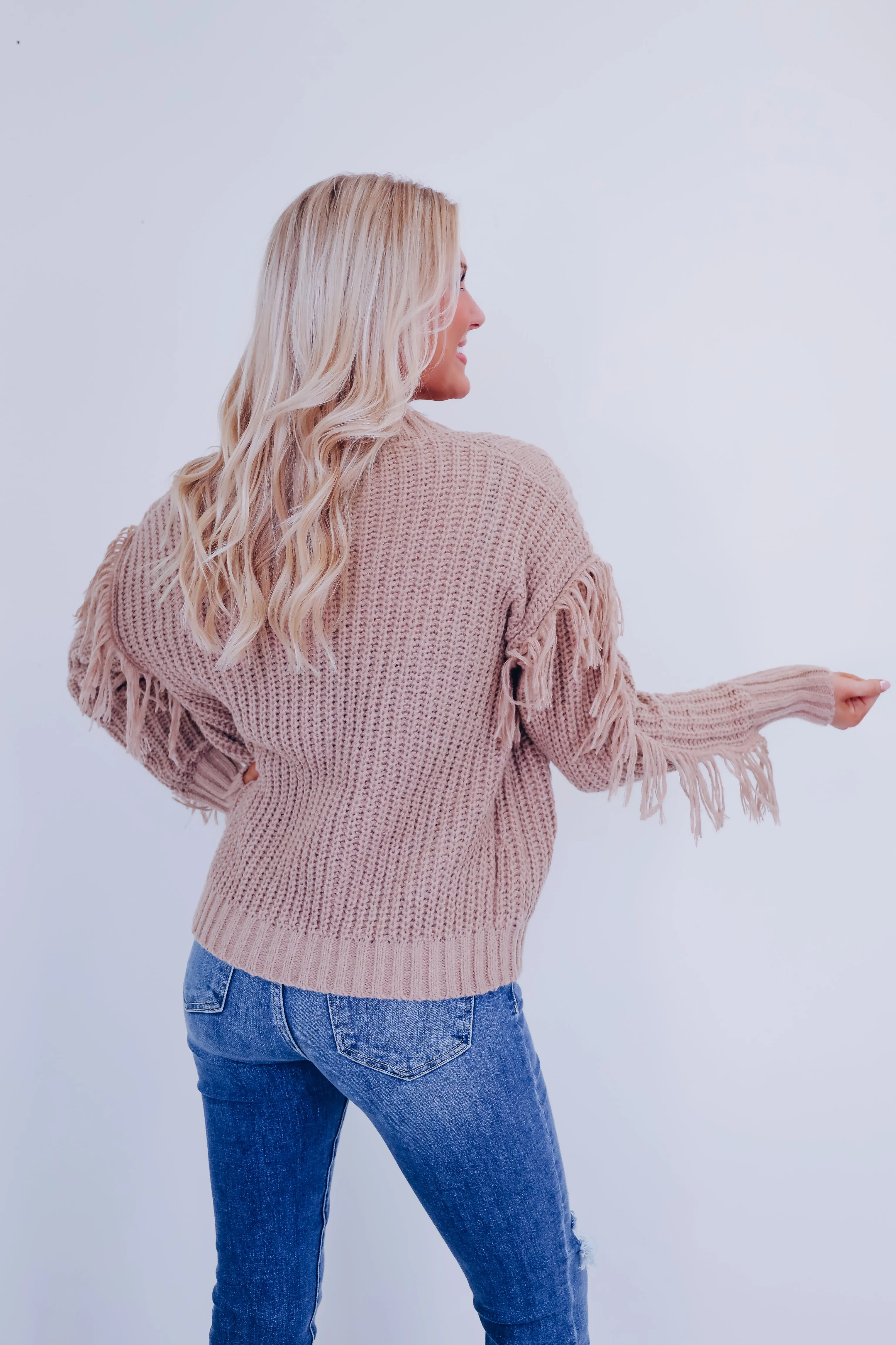 Furry Fringe Cable Knit Cardigan