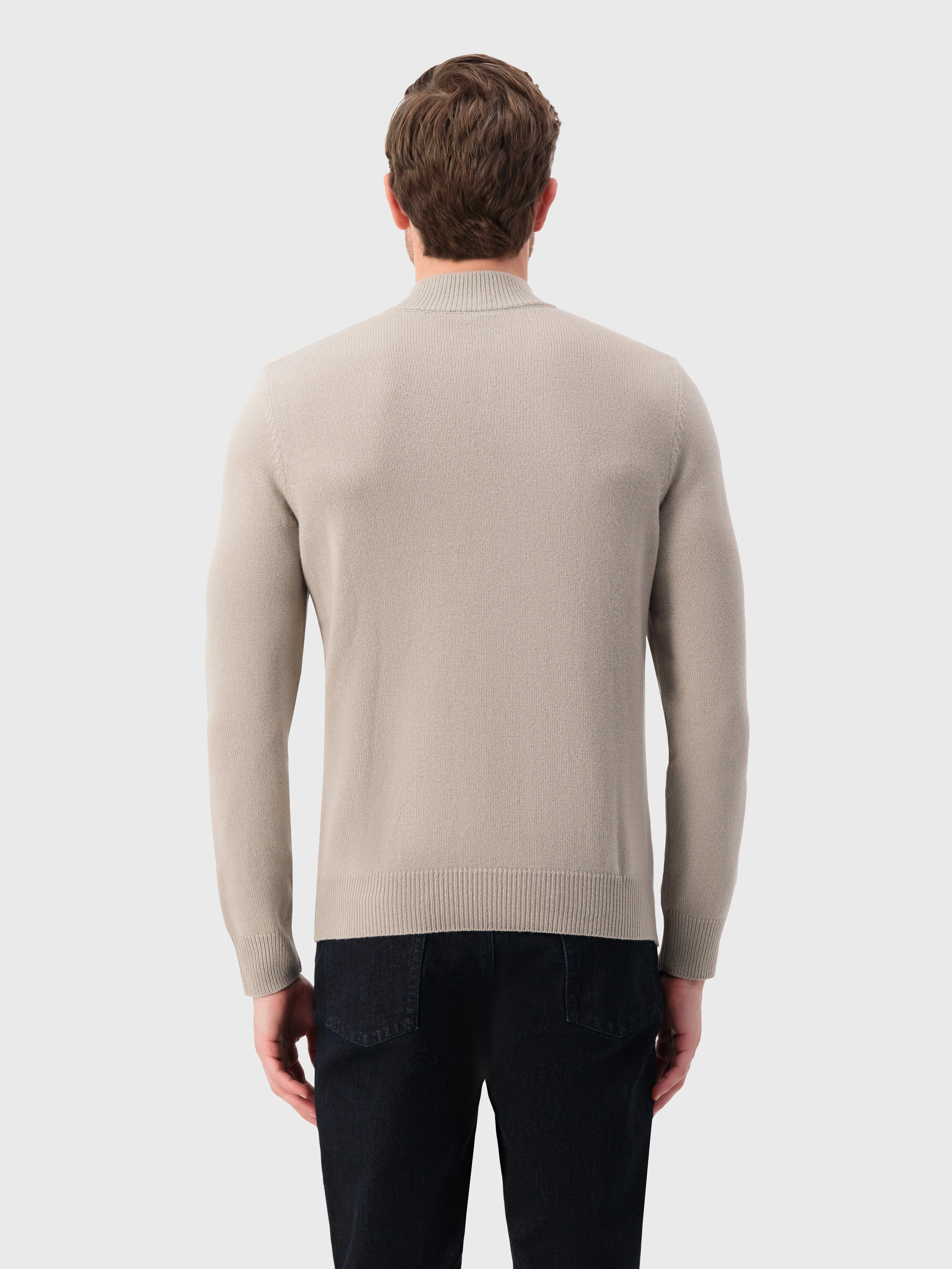 Half-Zip Mock Neck Cashmere Sweater Stone