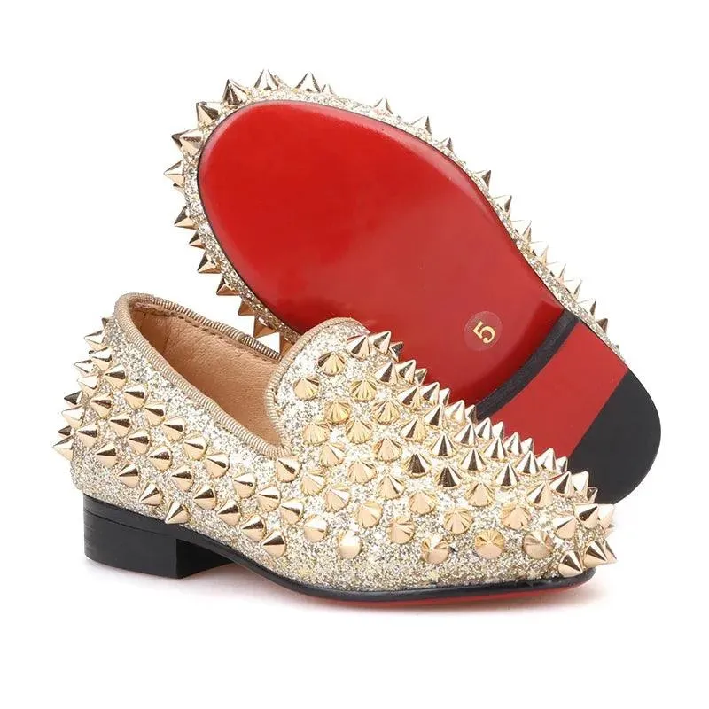 Kids Loafers Timeless Elegance: Handmade Spiked Loafers for Kids