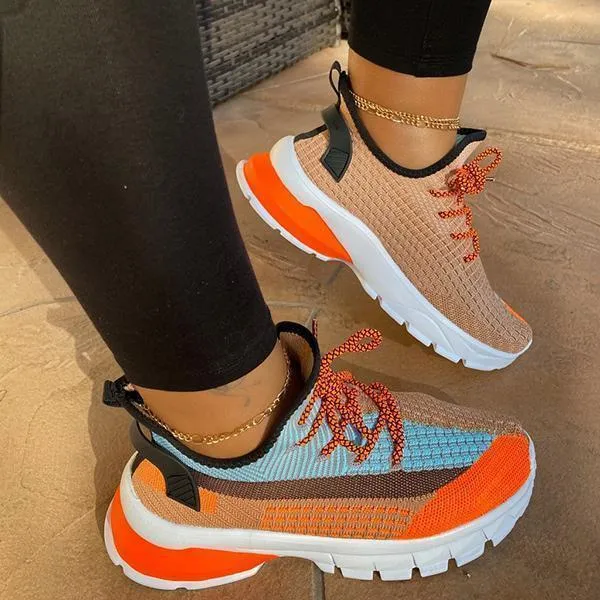 Lace-up Knit Comfortable Sneakers