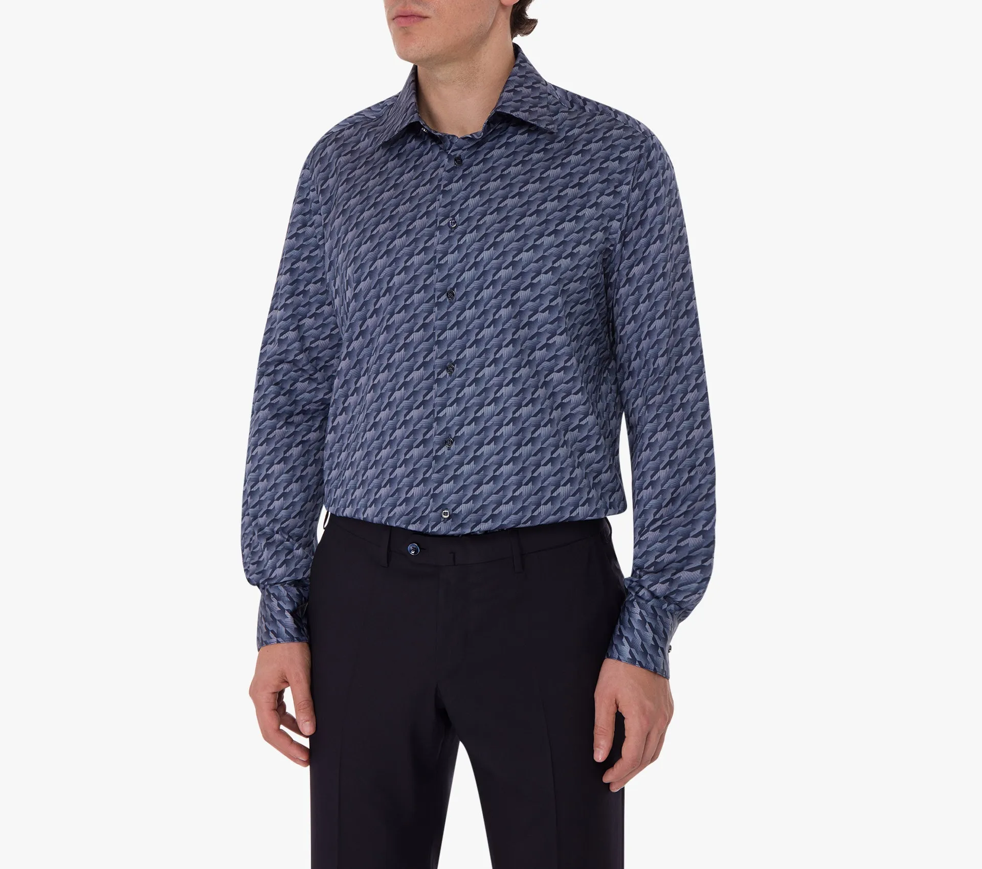 Long Sleeves Shirt with Houndstooth Pattern