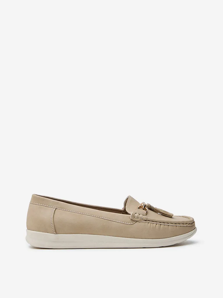 LUNA BLU Beige Tassel-Detailed Loafers