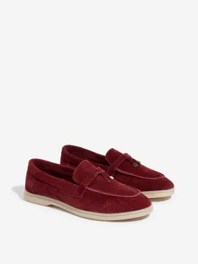 LUNA BLU Maroon Faux-Suede Loafers