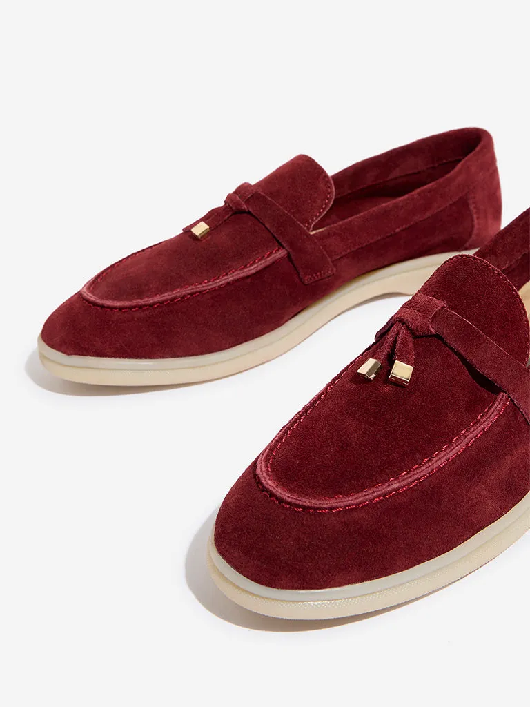 LUNA BLU Maroon Faux-Suede Loafers