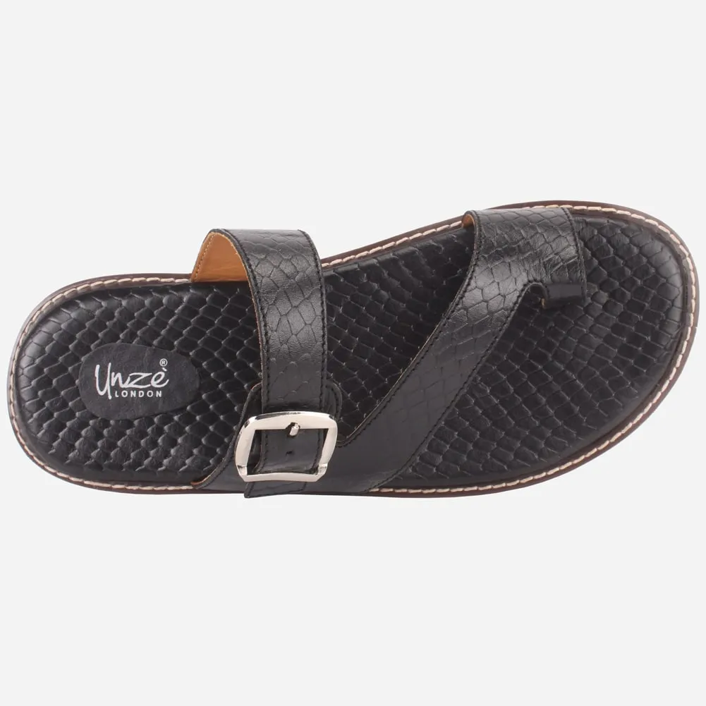 Mens "KLING" Leather Buckled Summer Slippers