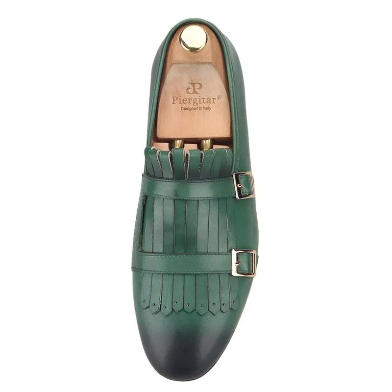 Multicolor Monk Strap Leather Loafers - Men Shoes