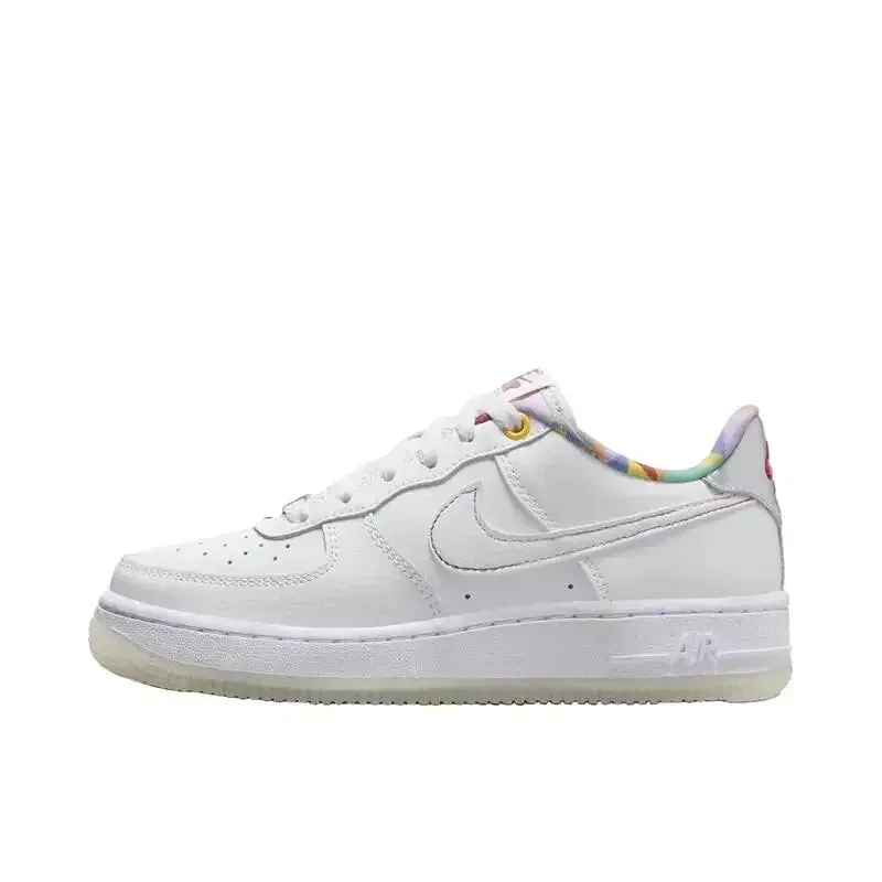 Nike Air Force 1 Unisex Board Shoes Leather Comfortable, Versatile, Anti Slip, Wear Resistant, Low Cut Purple Blue Yellow fr