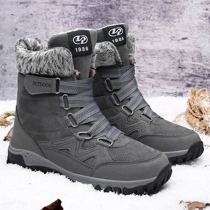 Plush Warm Men Ankle Waterproof Boots