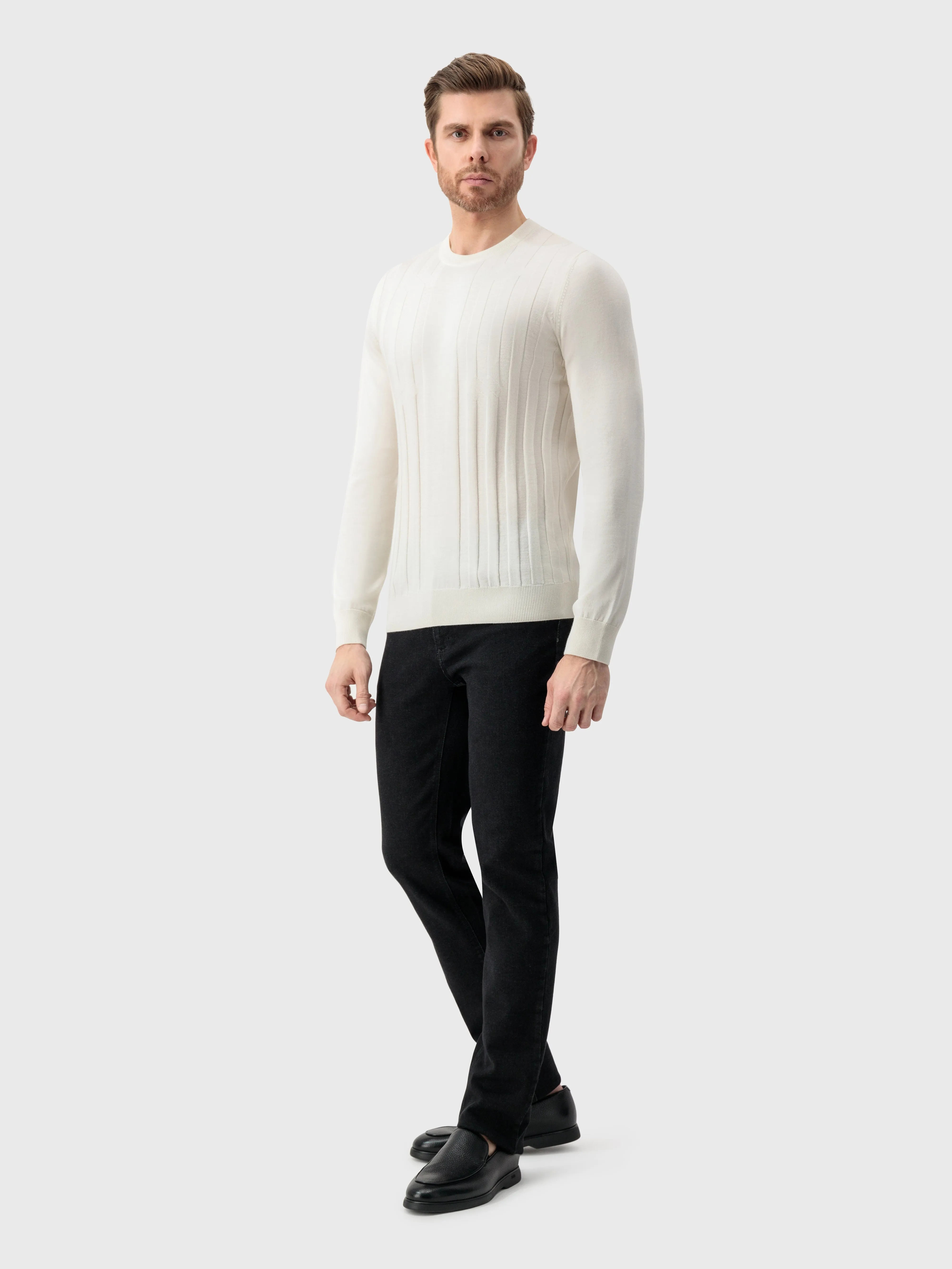 Round Neck Sweater White