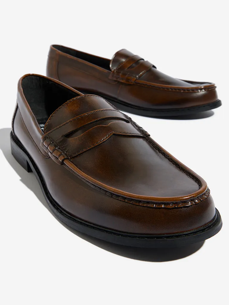 SOLEPLAY Tan Burgundy Loafers