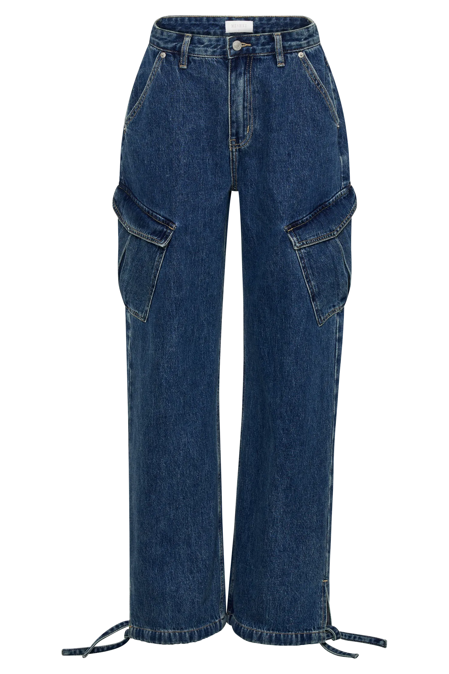 Thelma Relaxed Denim Cargo Pants - Dark Blue