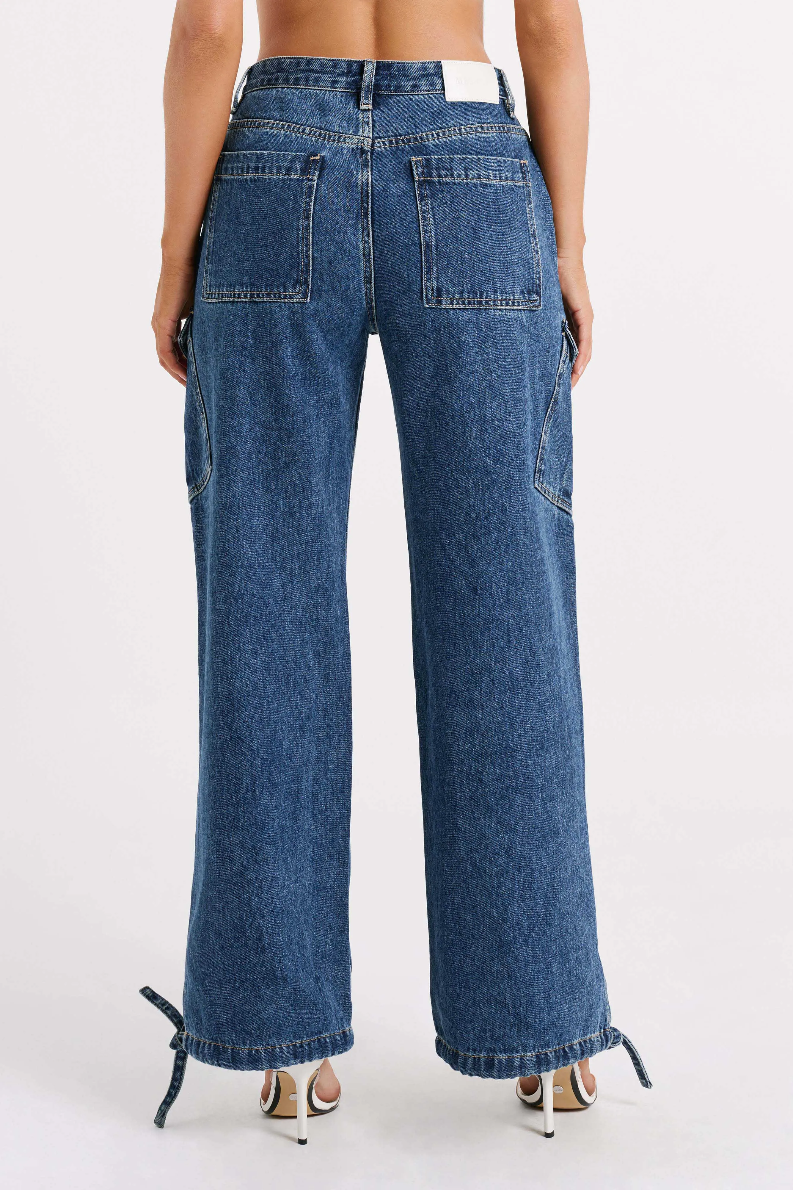 Thelma Relaxed Denim Cargo Pants - Dark Blue