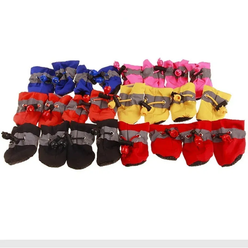 Trendy 4pcs/set Waterproof  Anti-slip Rain Boots for Small Cats & Dogs