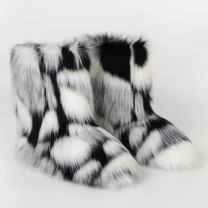 Trendy Faux Furry Fur Plush Boots