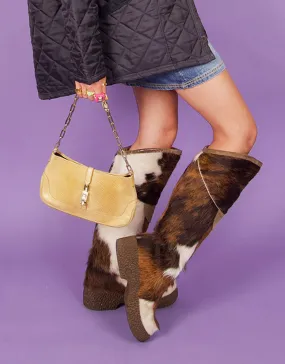 Vintage furry cow boots