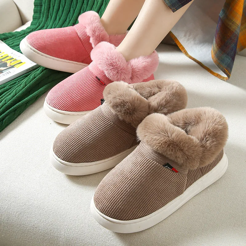 Warm & Cozy Plush Corduroy Slipper Shoes