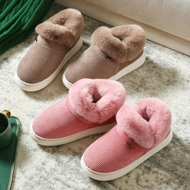 Warm & Cozy Plush Corduroy Slipper Shoes