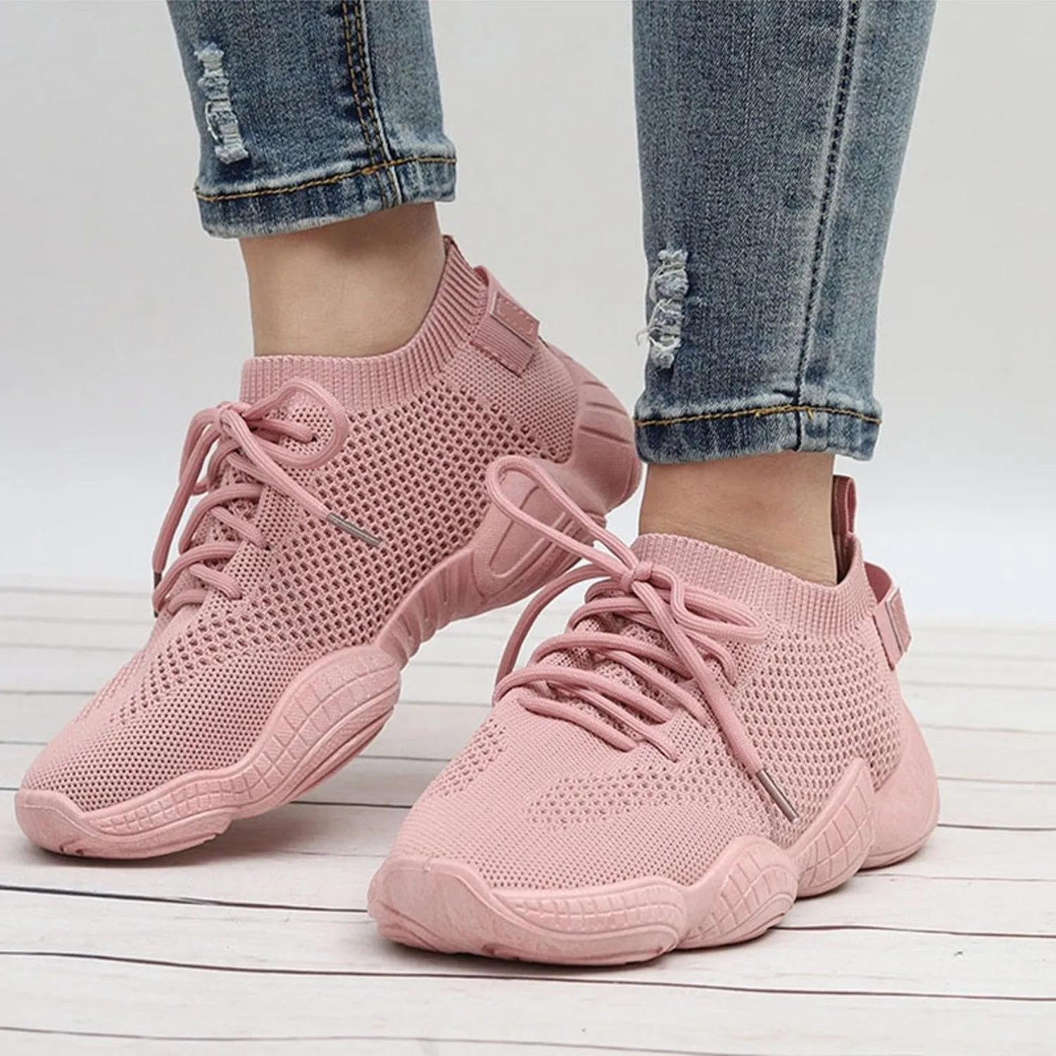 Women's Autumn Breathable Mesh Lace Up Sneakers