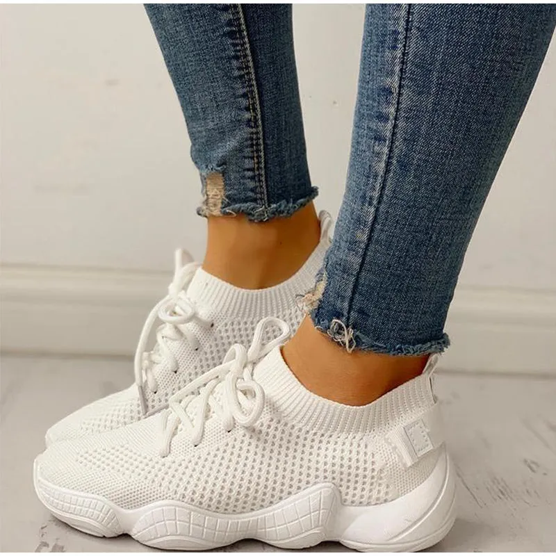 Women's Autumn Breathable Mesh Lace Up Sneakers