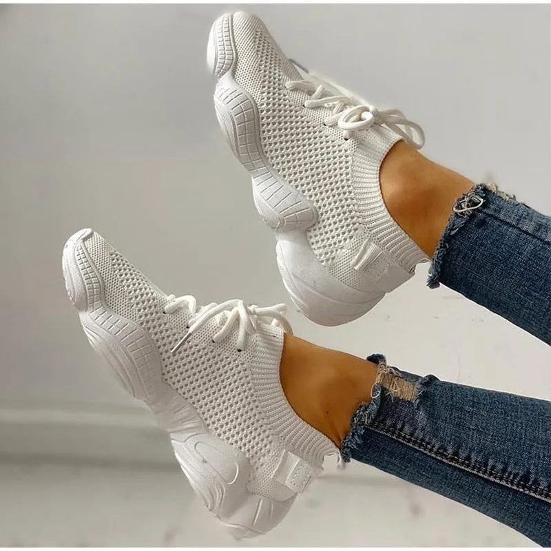 Women's Autumn Breathable Mesh Lace Up Sneakers