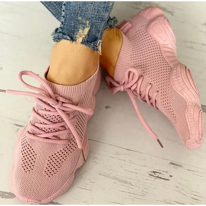 Women's Autumn Breathable Mesh Lace Up Sneakers