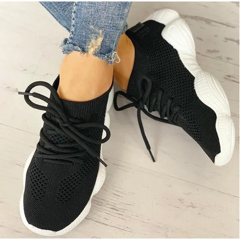 Women's Autumn Breathable Mesh Lace Up Sneakers