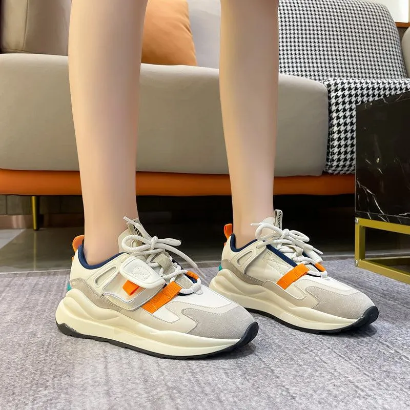 Women's Leather Colorblock Running Sneakers