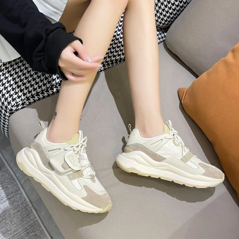 Women's Leather Colorblock Running Sneakers