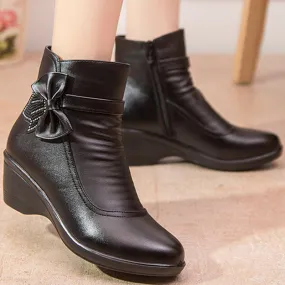 Women's Winter Warm Leather Ankle Boots