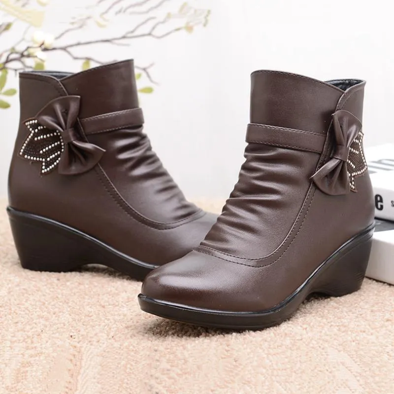 Women's Winter Warm Leather Ankle Boots