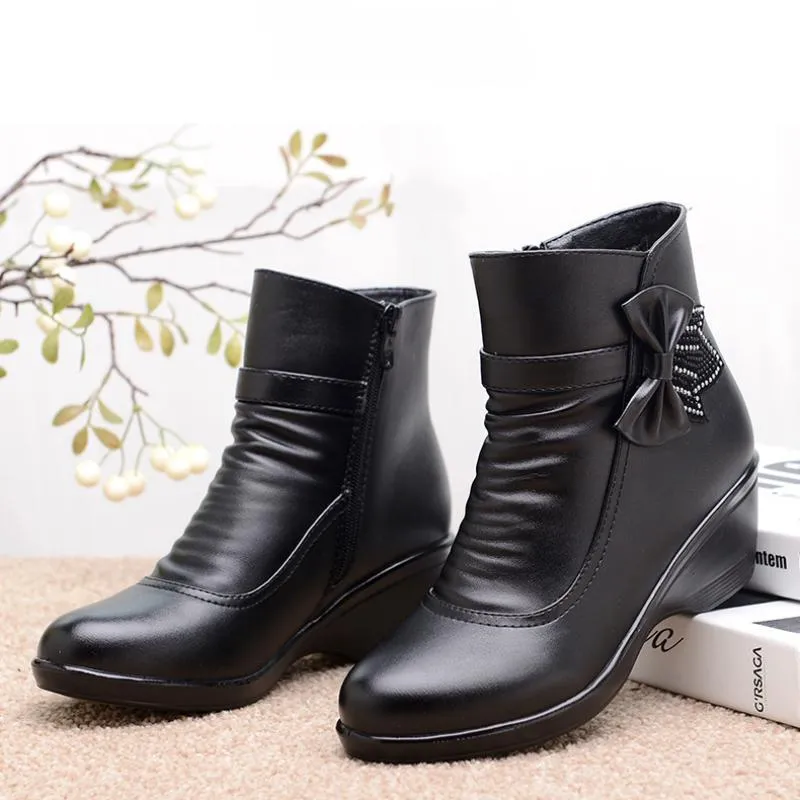 Women's Winter Warm Leather Ankle Boots