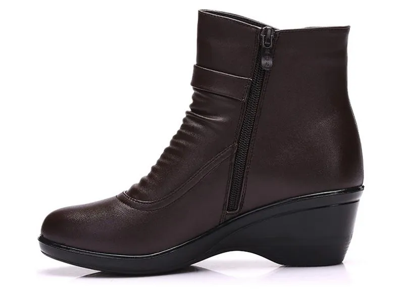 Women's Winter Warm Leather Ankle Boots