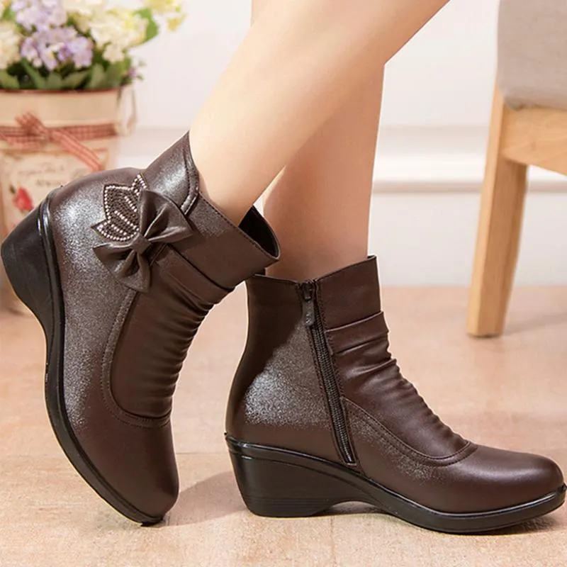 Women's Winter Warm Leather Ankle Boots