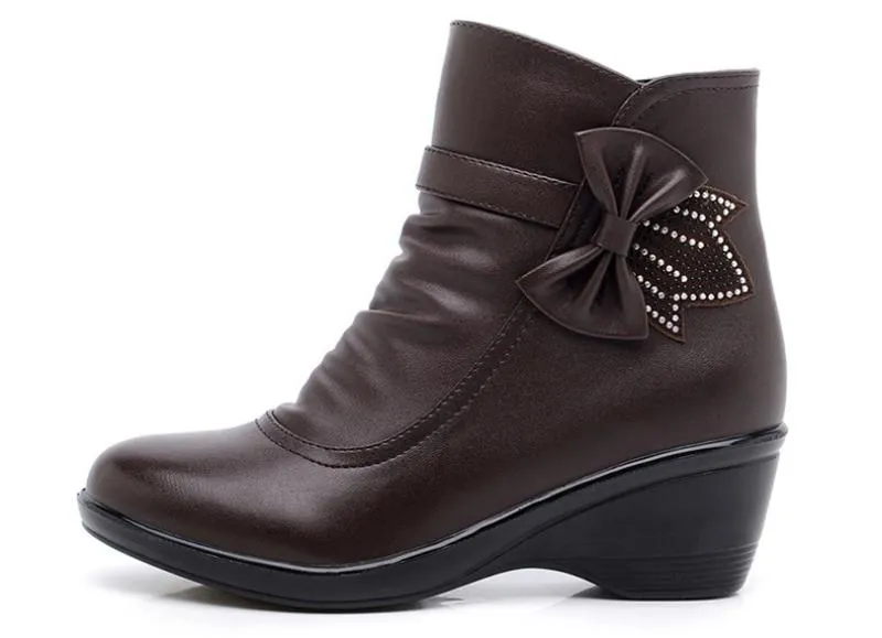 Women's Winter Warm Leather Ankle Boots