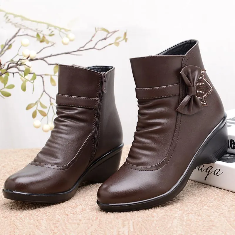 Women's Winter Warm Leather Ankle Boots