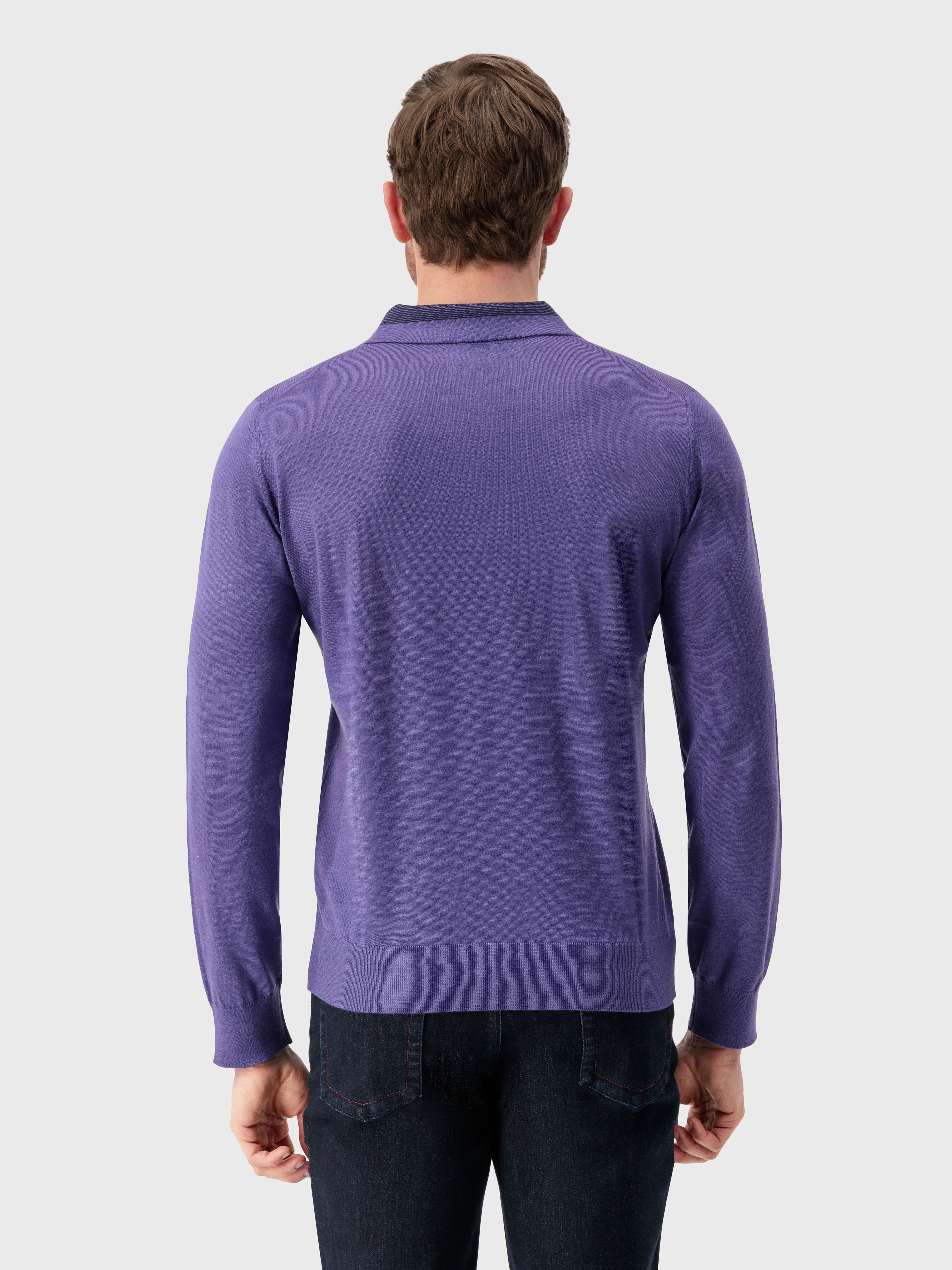 Zipped Polo Shirt Smoke Violet