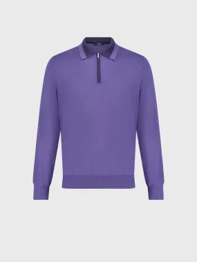 Zipped Polo Shirt Smoke Violet