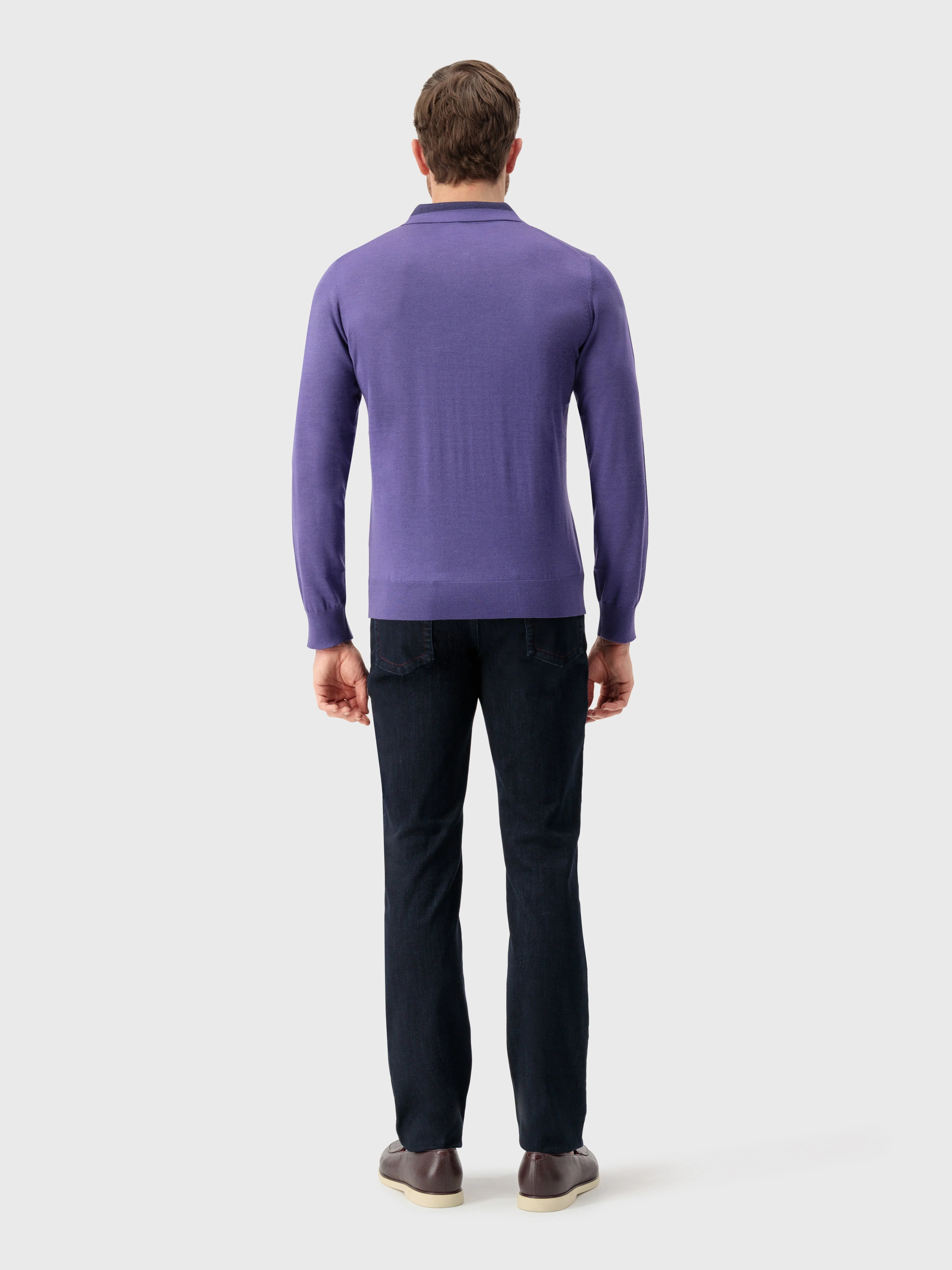 Zipped Polo Shirt Smoke Violet